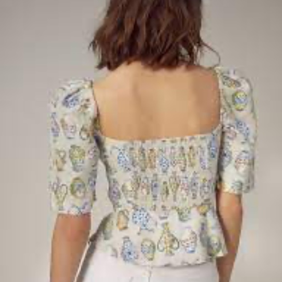 WILFRED NWT Fatale Puff Sleeve Peplum Linen Top Floral Print Cottagecore - Picture 10 of 10